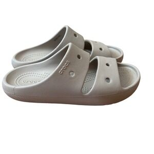 Crocs Classic Slide Sandals Womens Beige Two Strap Comfort Shoes SIZE 5
